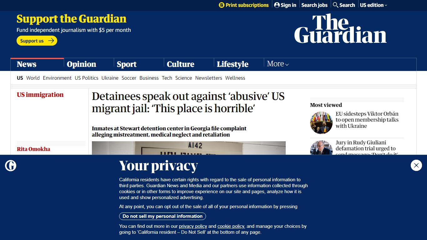Detainees speak out against ‘abusive’ US migrant jail: ‘This place is ...